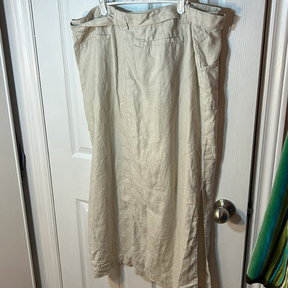 Old Navy beige hundred percent linen belted maxi length skirt size 18 - Picture 7 of 8